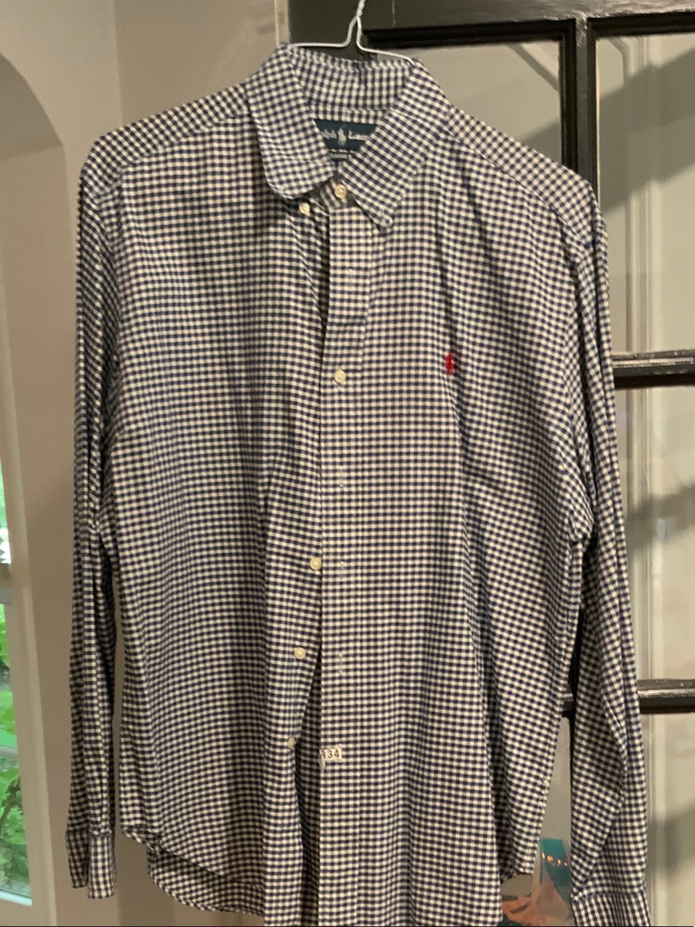Ralph Lauren Navy and White Gingham Button-Down Shirt - Men